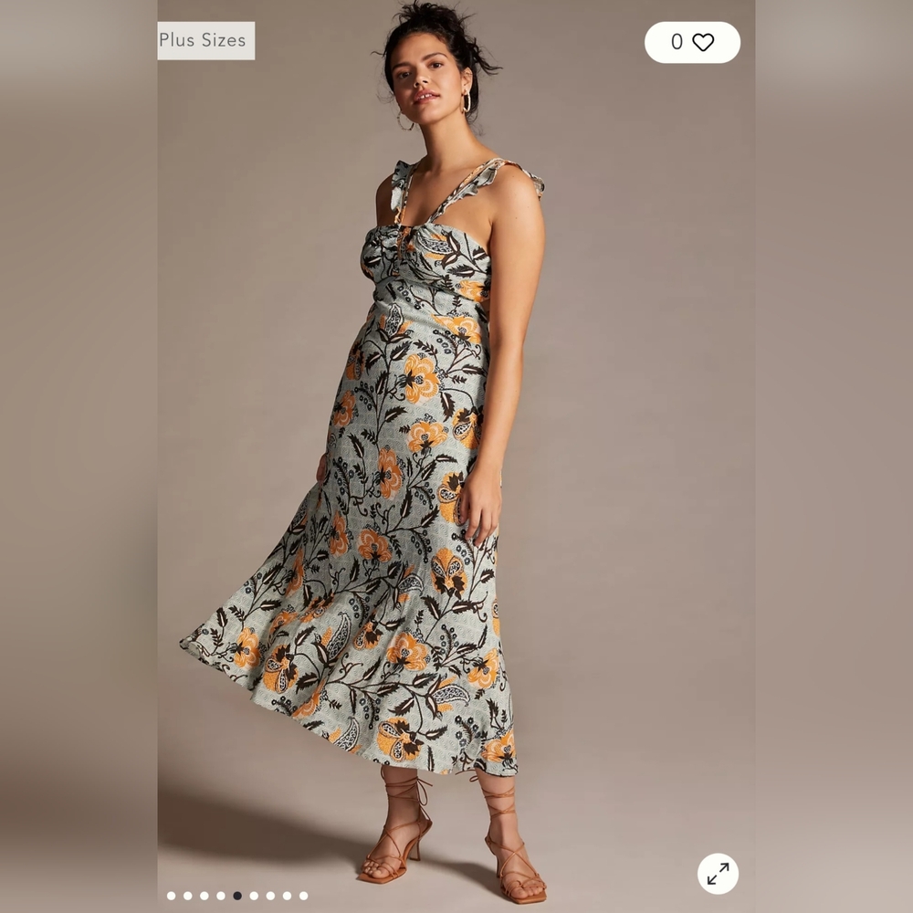 Anthropologie NWT Halter Slim Linen Floral Mini Dress A:17 - Picture 4 of 16